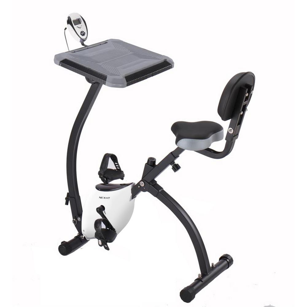 Nexht X Magnetic Collapsible Fitness Exercise Cycling Bike In Grey And White With Resistance Desk
