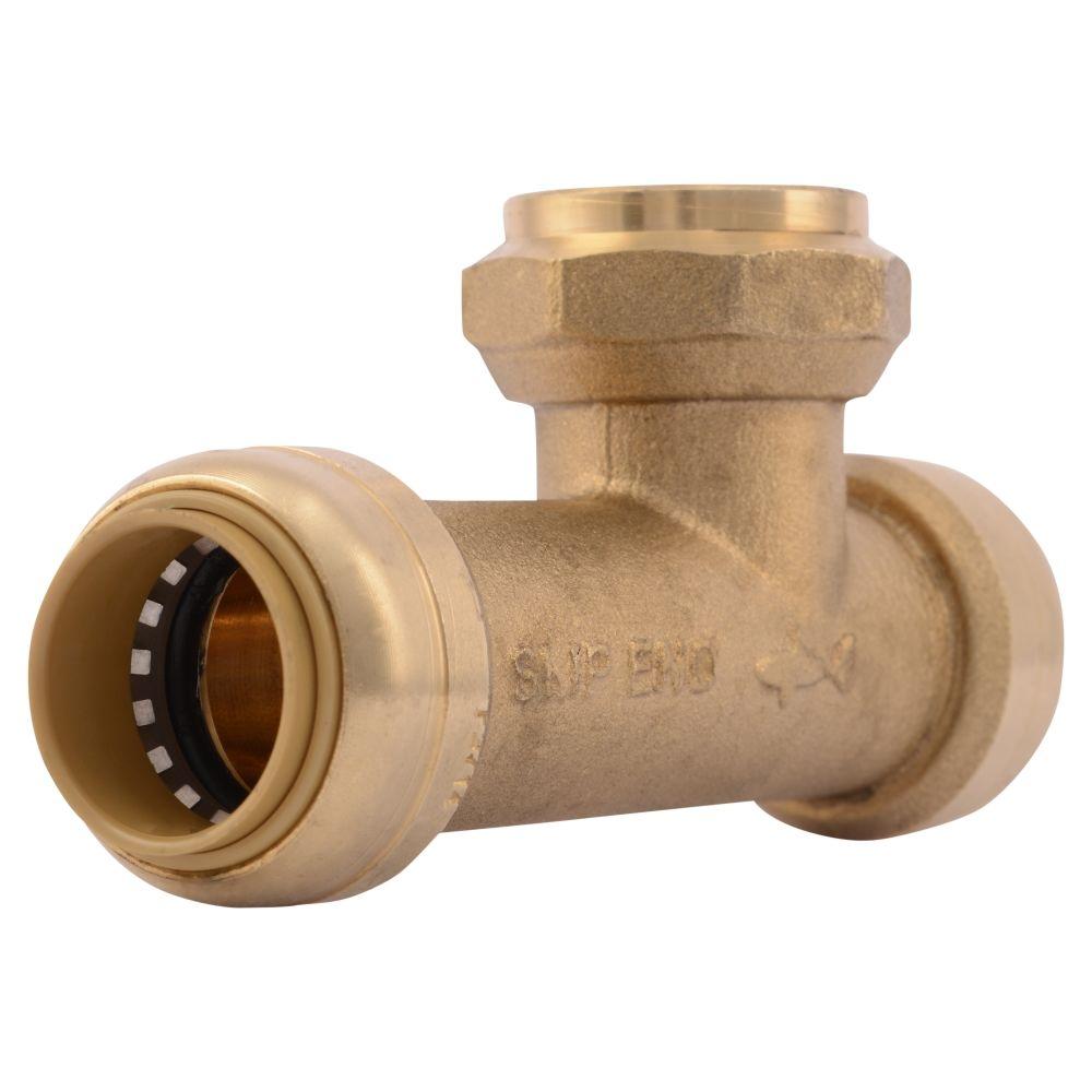 3/4 in. x 1/2 in. x 3/4 in. PushtoConnect Brass Tee FittingU444LFA The Home Depot