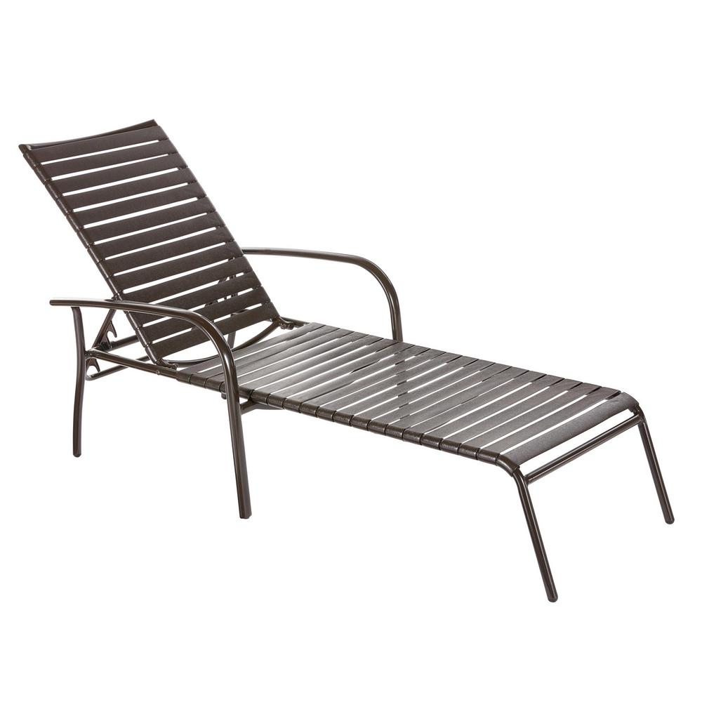 Hampton Bay Commercial Aluminum Brown Strap Outdoor Chaise ...