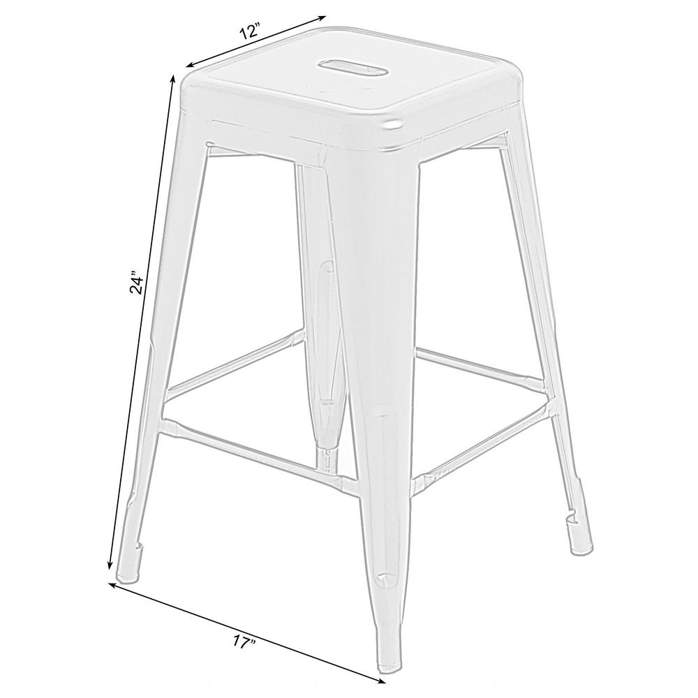 Bold Tones 24 In High White Industrial Vintage Metal Kitchen Counter Height Indoor Outdoor Backless Stackable Bar Stool Qi003539w The Home Depot