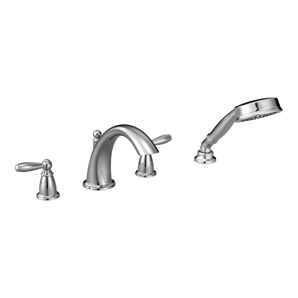 Moen Brantford 2 Handle Deck Mount Roman Tub Faucet Trim Kit With Hand Shower In Chrome Valve Not Included T924 The Home Depot - Moen Wall Mount Tub Faucet With Hand Shower Moen Brantford 2 Handle Deck Mount Roman Tub Faucet Trim Kit With Hand Shower In Chrome Valve Not Included T924 The Home Depot - Moen Wall Mount Tub Faucet With Hand Shower