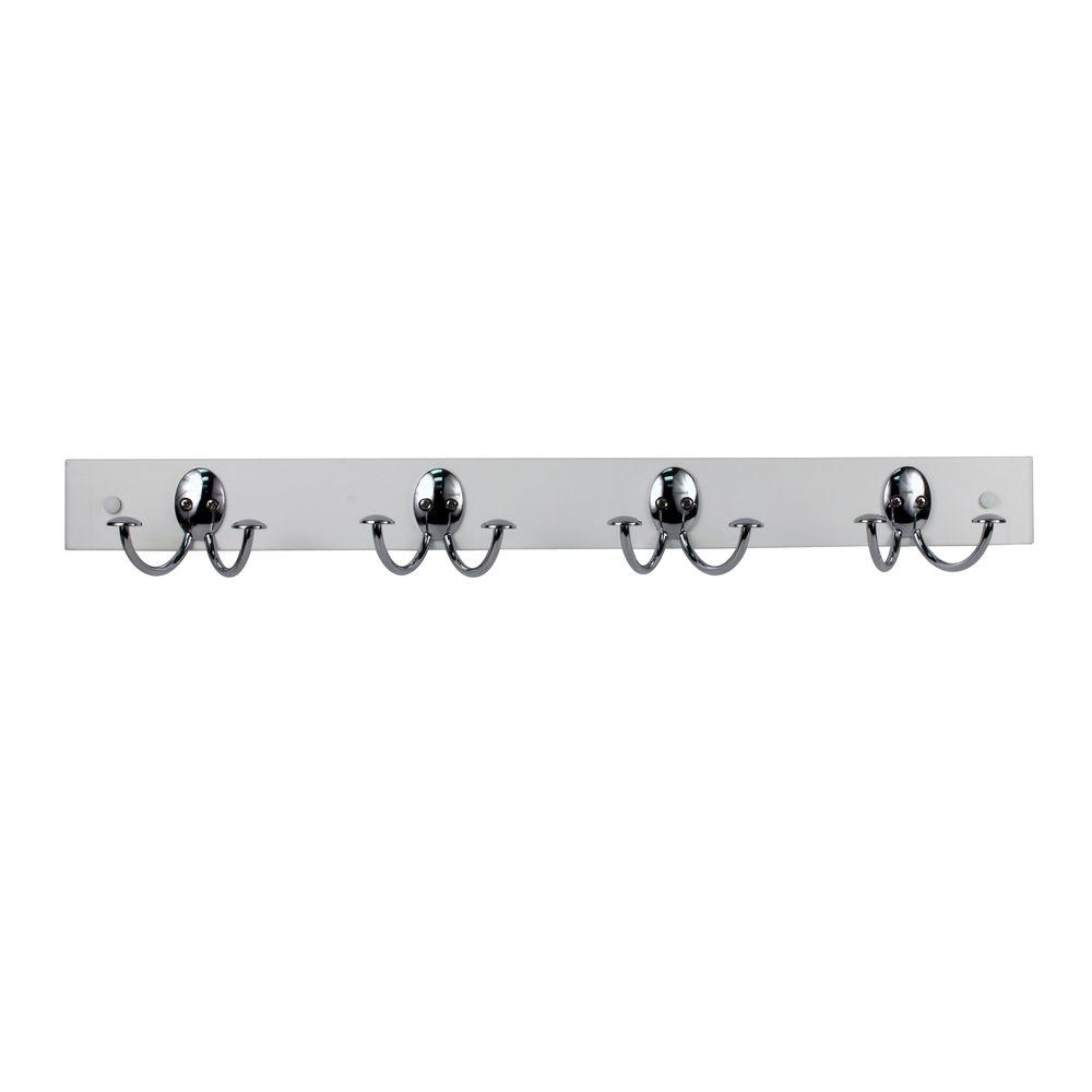Spectrum White with Chrome Stratford 24 in. L Decorative 4Double Hooks