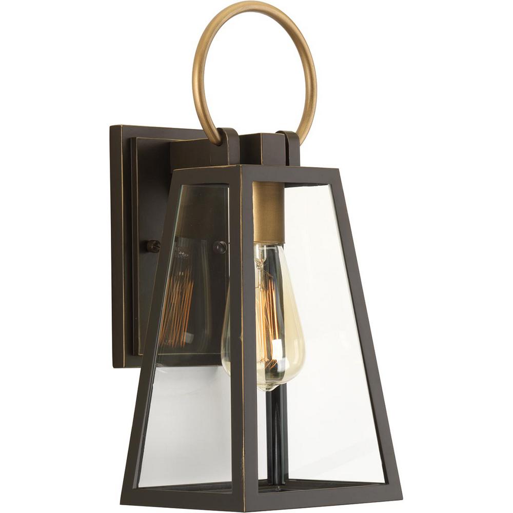 Progress Lighting Outdoor Wall Mounted Barnett Collection 1 Light Antique Bronze 15 In Outdoor Wall Mount Lantern