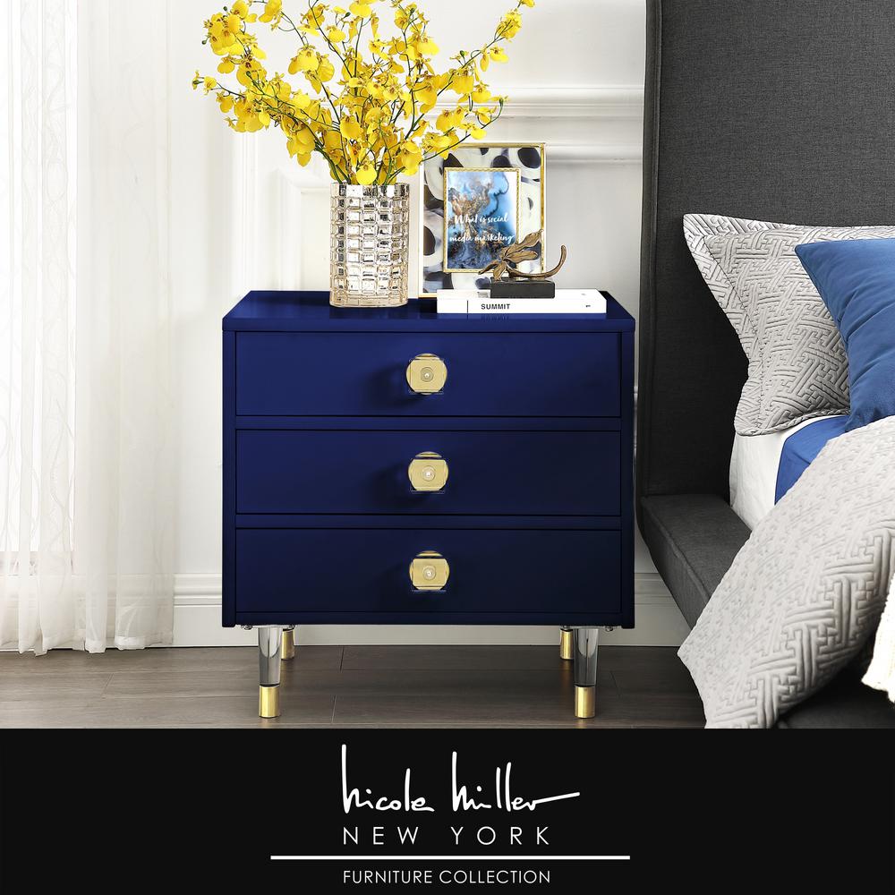 Nicole Miller Telono Modern Dark Navy End Table Acrylic Knob Leg