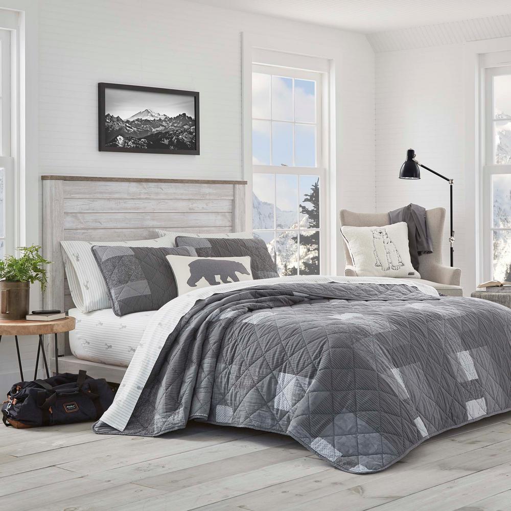 Eddie Bauer Swiftwater 3Piece Charcoal Cotton Full/Queen Quilt Set