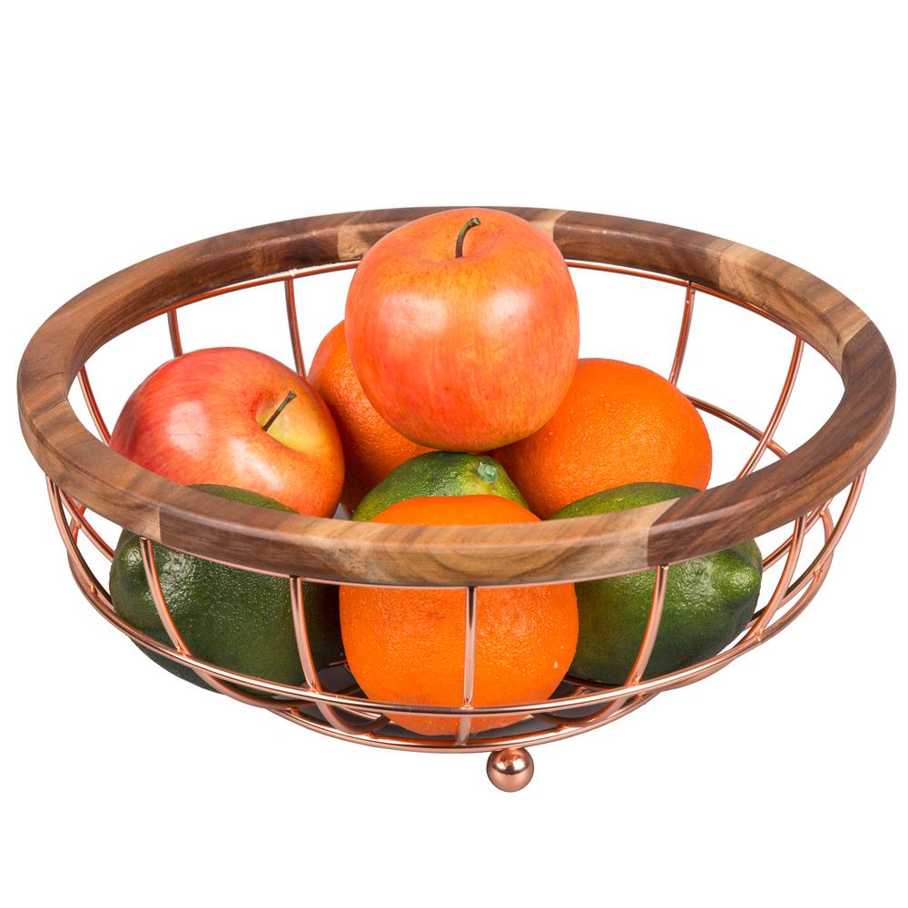 chrome-plated wire hanging fruit basket