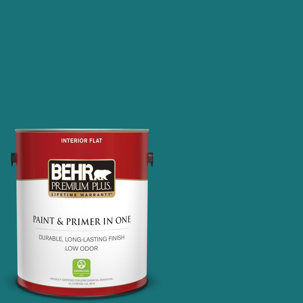 Behr Premium Plus 1 Gal T15 3 Essential Teal Flat Low Odor Interior Paint And Primer In One 130001 The Home Depot