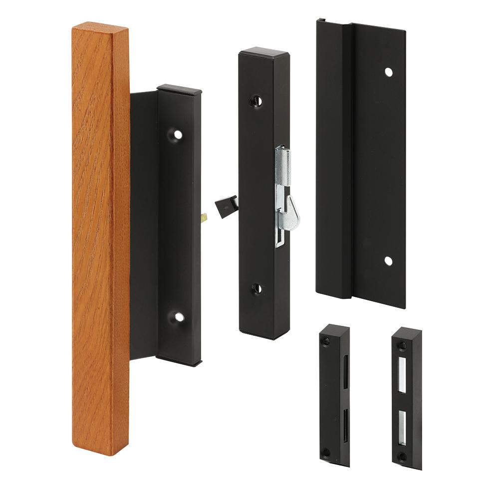 PrimeLine Sliding Door Handle Set, Black Finish, Wood HandleC 1061