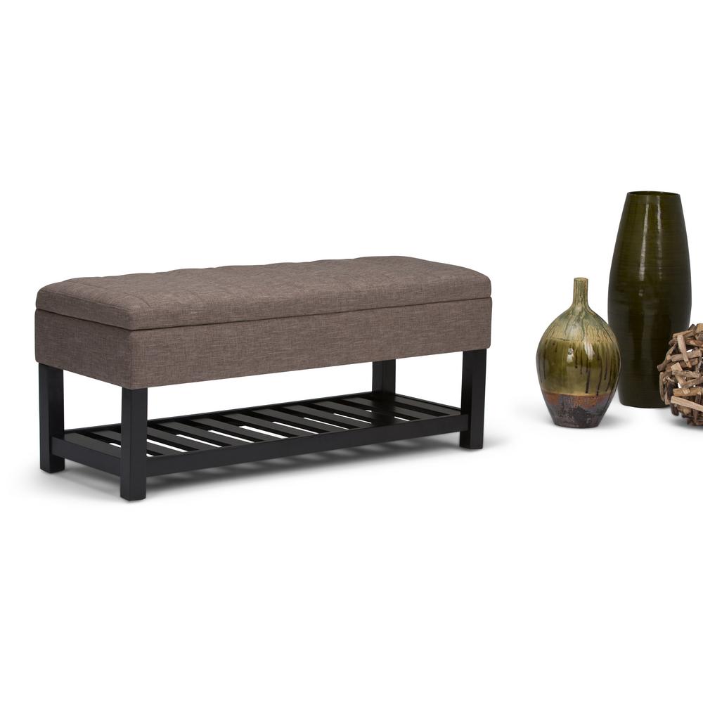 Memphis Fawn Brown Linen Look Fabric Storage Ottoman Bench Axcot 263 Memphis Fawn Brown Linen Look Fabric Storage Ottoman Bench
