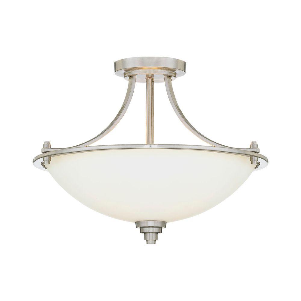 Millennium Lighting 3-Light Satin Nickel Semi Flush Mount with Etched ...