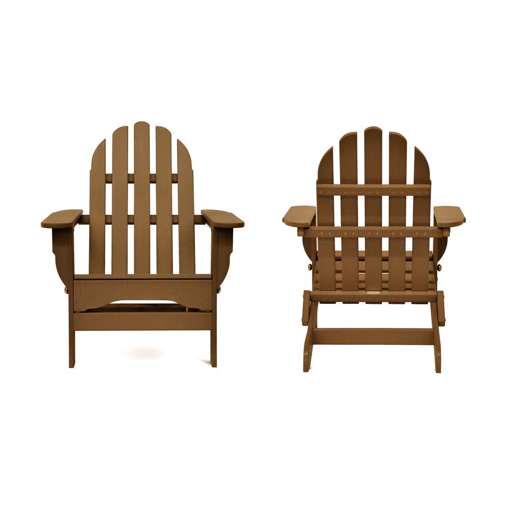 Durogreen Icon Teak Recycled Plastic Folding Adirondack Chair 2 Pack