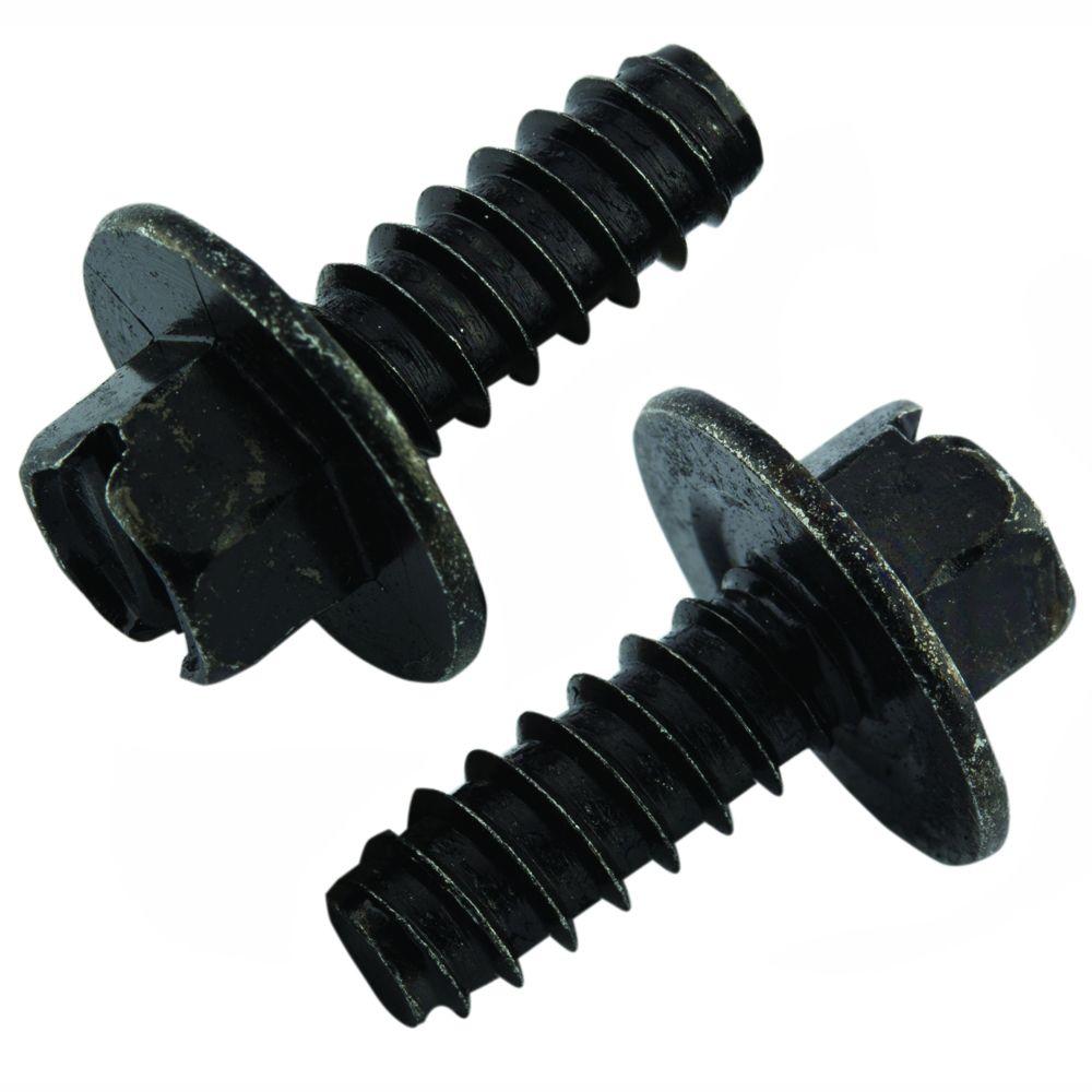 Everbilt 1 4 In X 5 8 In Black Slotted Blunt Point Hex Washer Head License Plate Bolt For Ford With 5 8 Mm Washer 2 Bag 834048 The Home Depot