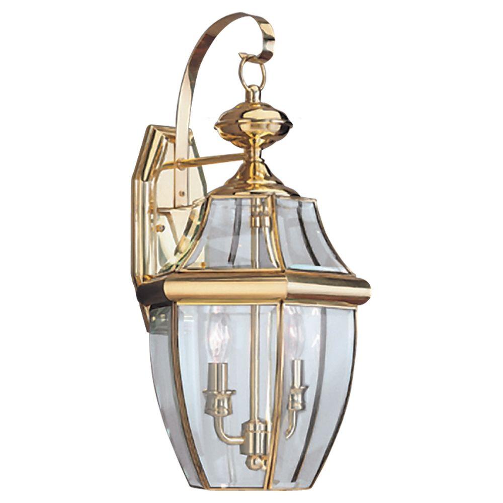 Brass Gold Outdoor Wall Mounted Lighting Lancaster 10 In W 2 Light Polished Brass Outdoor Wall