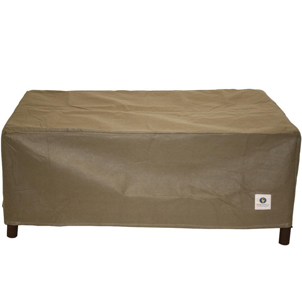 Duck Covers Essential 40 in. Tan Rectangle Patio Ottoman or Side Table