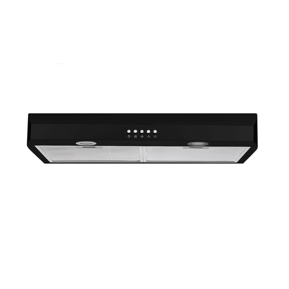 Winflo 30 in. 250 CFM Under Range Hood in Black Color Steel