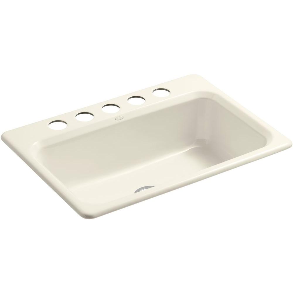 KOHLER Bakersfield Undermount CastIron 31 in. 5Hole Single Bowl