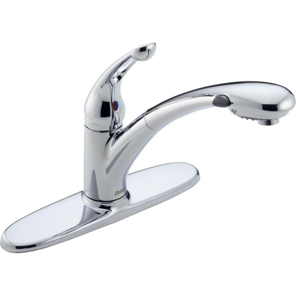 Delta Signature Single Handle Pull Out Sprayer Kitchen Faucet In