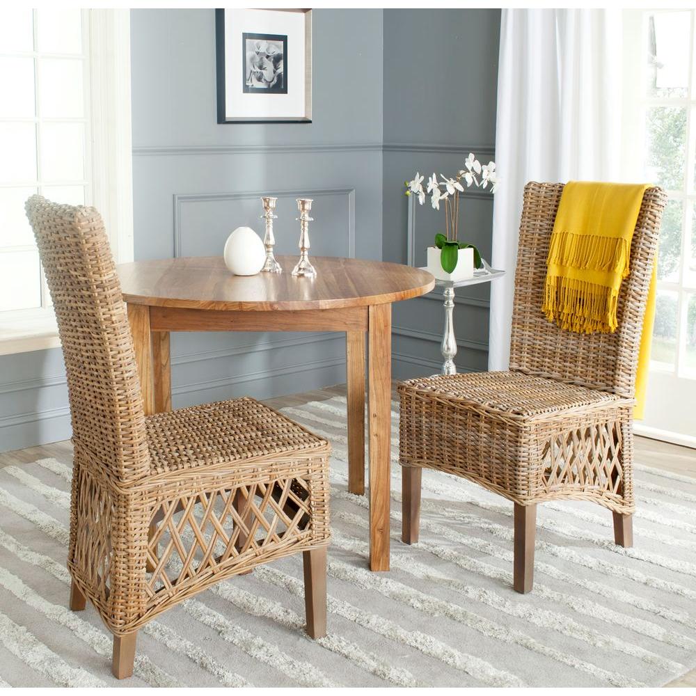Safavieh Sumatra Kubu Soft Gray Rattan Side Chair Set Of 2