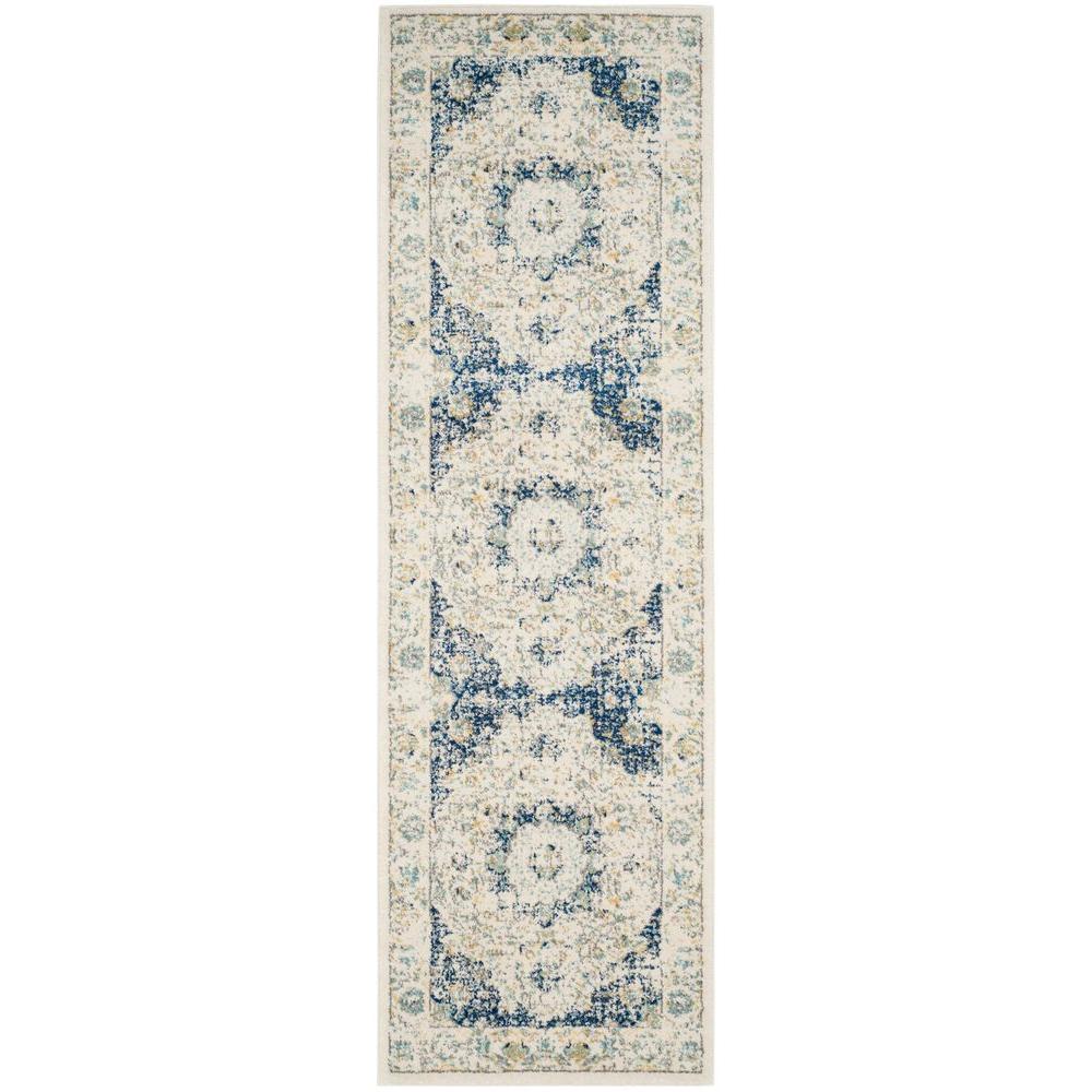 Safavieh Evoke Ivory/Blue 2 ft. x 11 ft. Runner RugEVK220C211 The