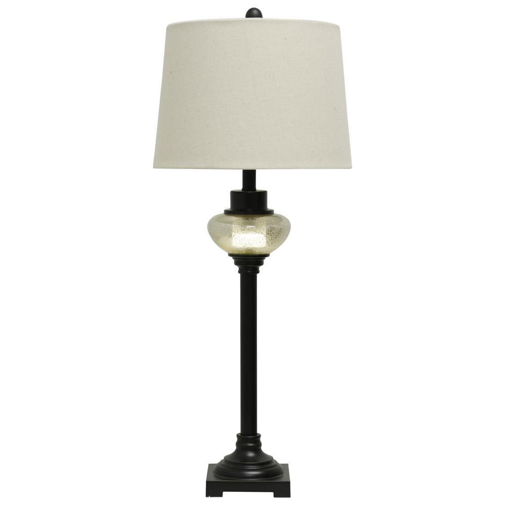 Stylecraft 35 In Madison Bronze Table Lamp With White Hardback Fabric Shade