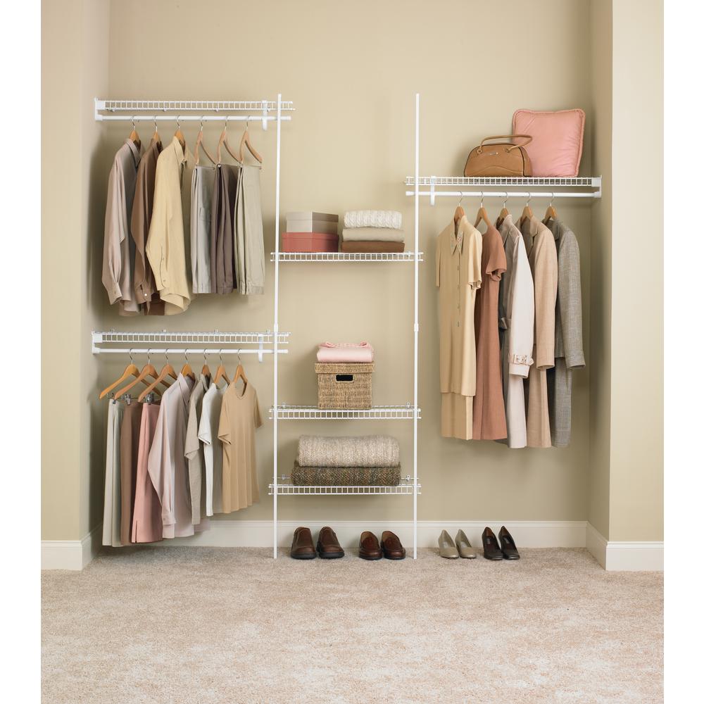 Closet Shelving Organizer Kit White Metal Wire Rack Wardrobe Clothing Storage Ebay