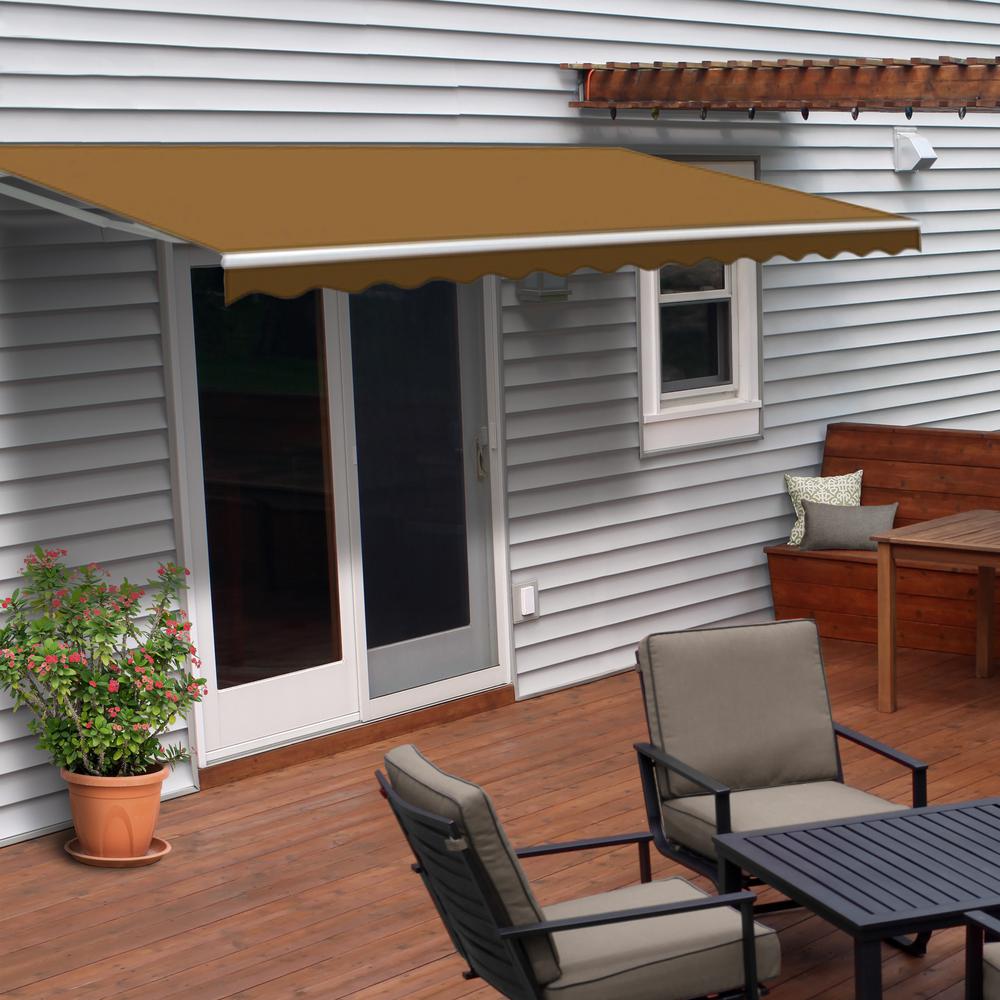 Aleko 12 Ft Manual Patio Retractable Awning 120 In Projection In Sand Aw12x10sand31 Hd The Home Depot