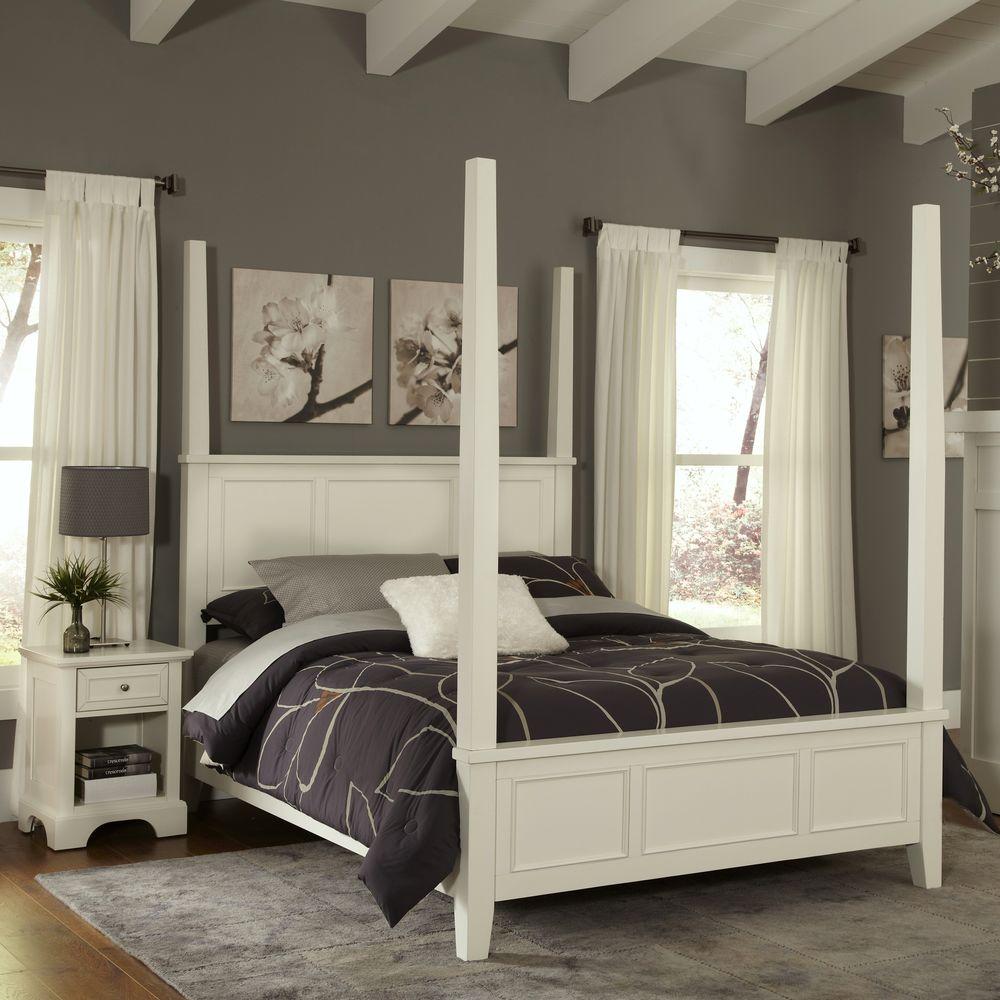 home styles naples white queen poster bed 5530-520 - the home depot