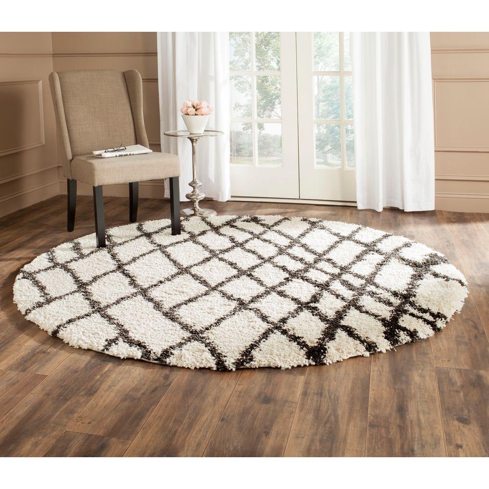 Safavieh Belize Shag Ivory/Charcoal 6 ft. 7 in. x 6 ft. 7 in. Round