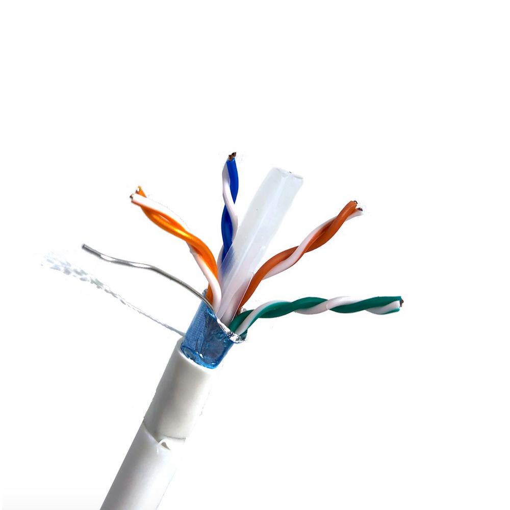 Micro Connectors, Inc 500 ft. White Solid Shielded CAT6 Outdoor UV