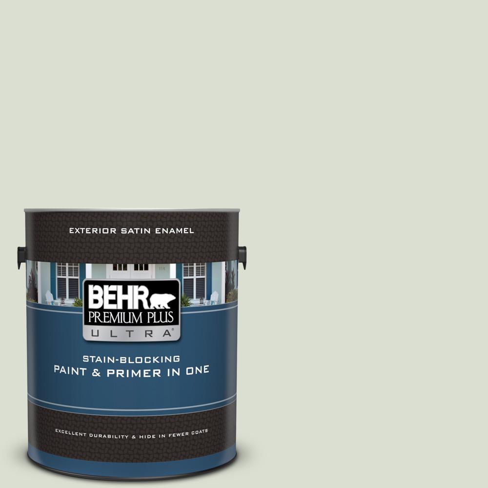 Behr Premium Plus Ultra 1 Gal Ppl 47 Sage Tint Satin Enamel Exterior Paint And Primer In One