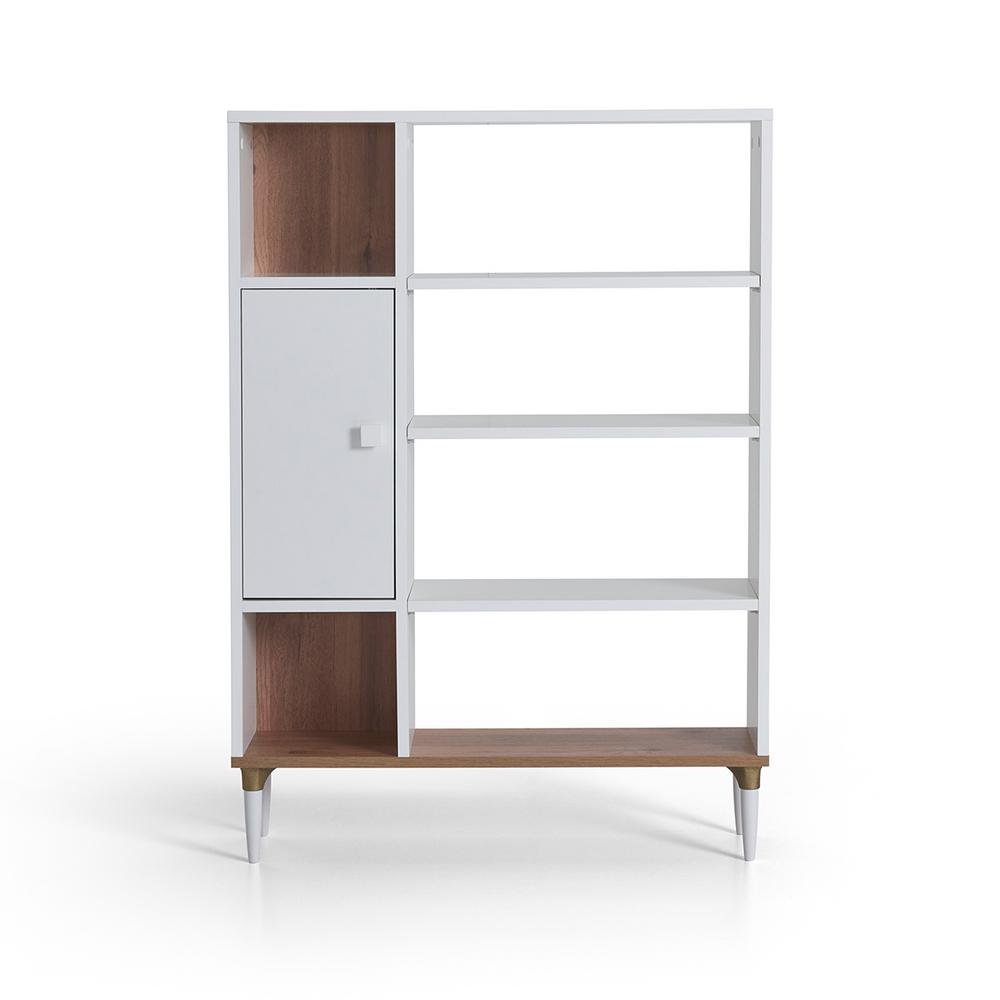 Ada Home Decor Medina White And Walnut Modern Bookcase Ruub4042