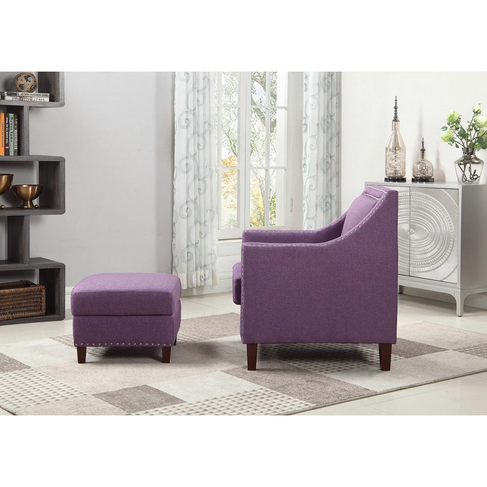 Purple Accent Chair With Storage Ottoman 92013 16pl The