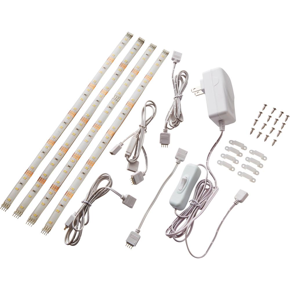 Commercial Electric 12 In 30 Cm Linkable Single Color Indoor Led Flexible Tape Light Kit 4 Strip Pack 17066 The Home Depot Commercial Electric 12 In 30 Cm Linkable Single Color Indoor Led Flexible Tape Light Kit 4 Strip Pack 17066 The Home Depot