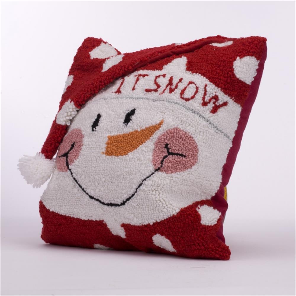 Glitzhome 14 In Hooked Pillow Snowman 1113000148 The Home Depot
