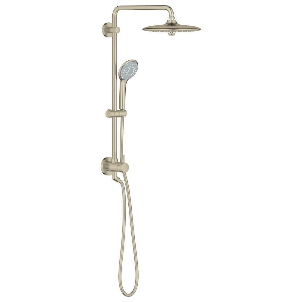 GROHE 3spray 10.25 in. Dual Shower Head and Handheld Shower Head in Brushed Nickel27867EN1