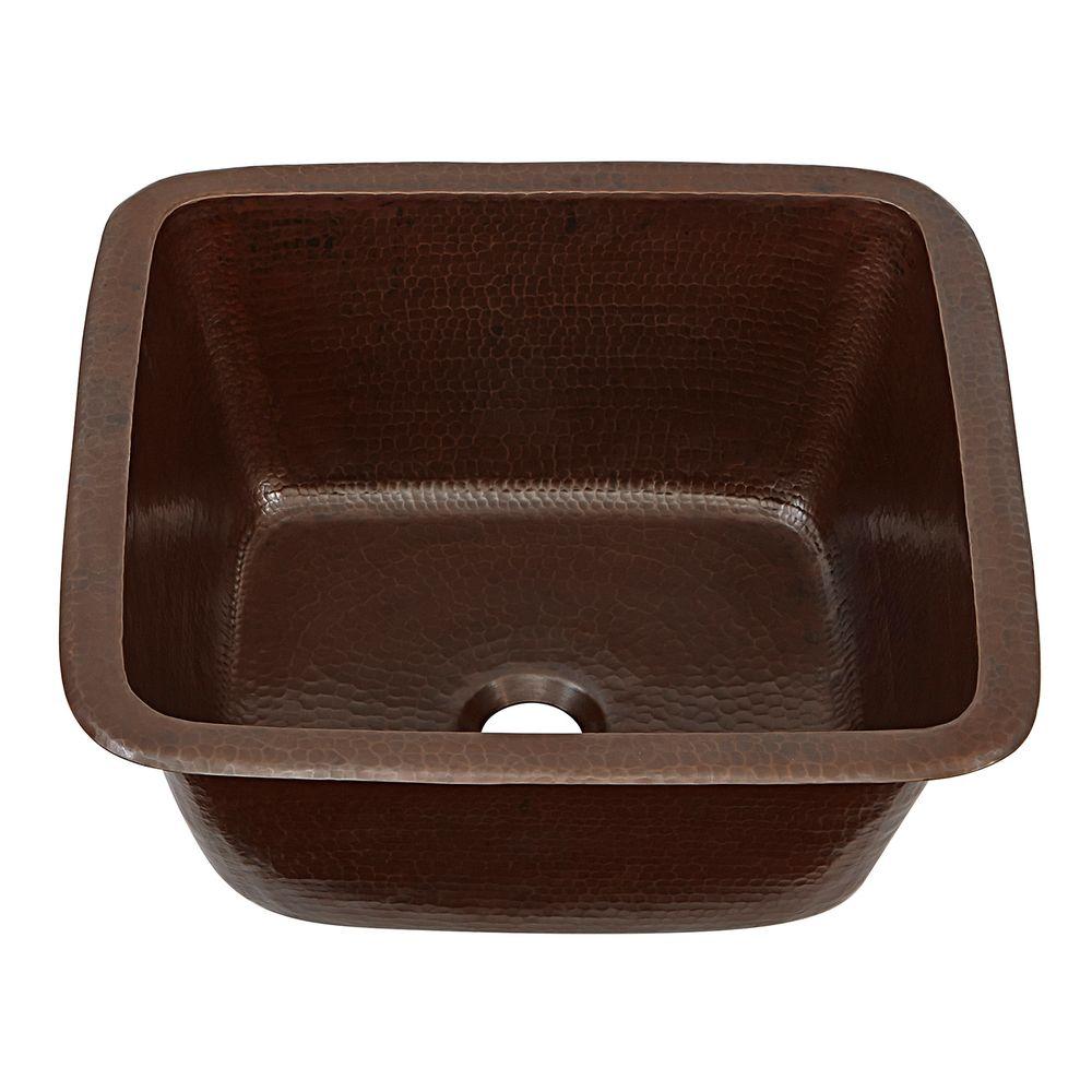 Sinkology Greco Drop In Or Undermount Copper 15 In Handmade Solid Perp Bar Sink In Aged Finish