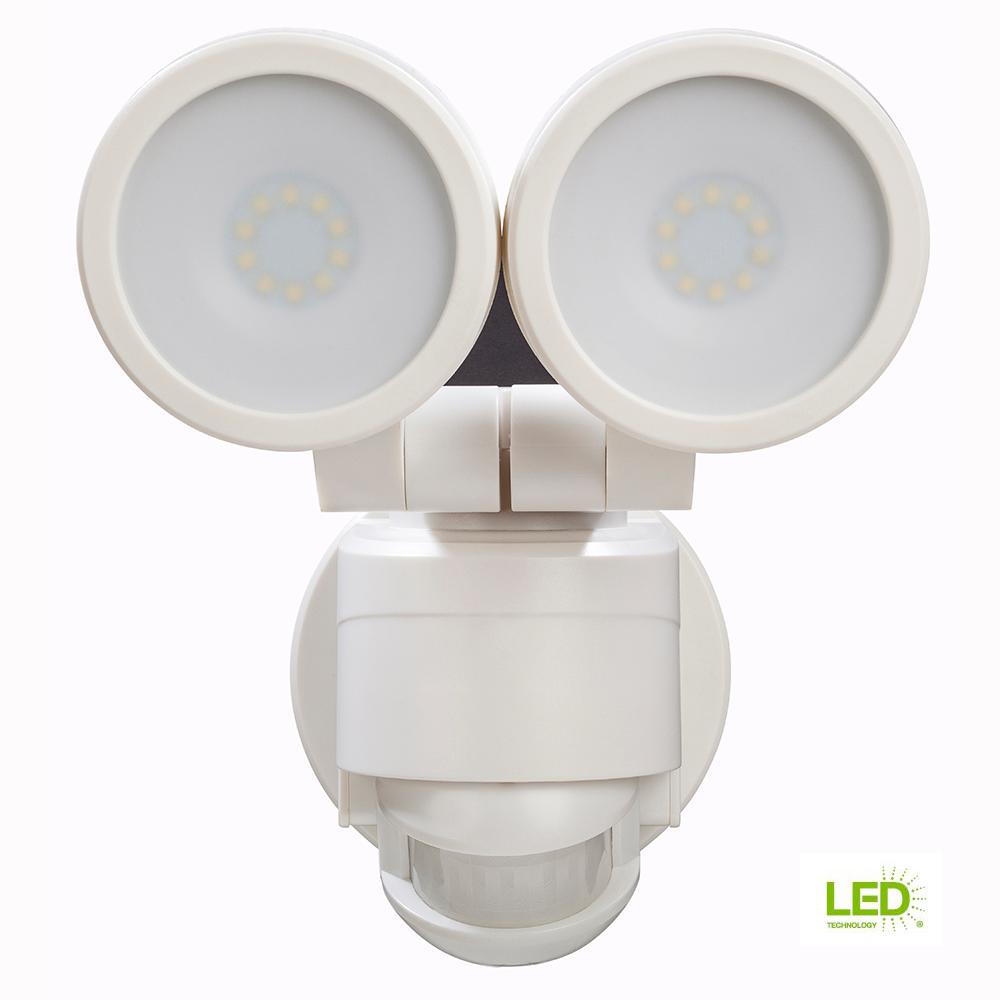 180 Degree White Motion Activated Outdoor Integrated LED Twin Head Flood Light