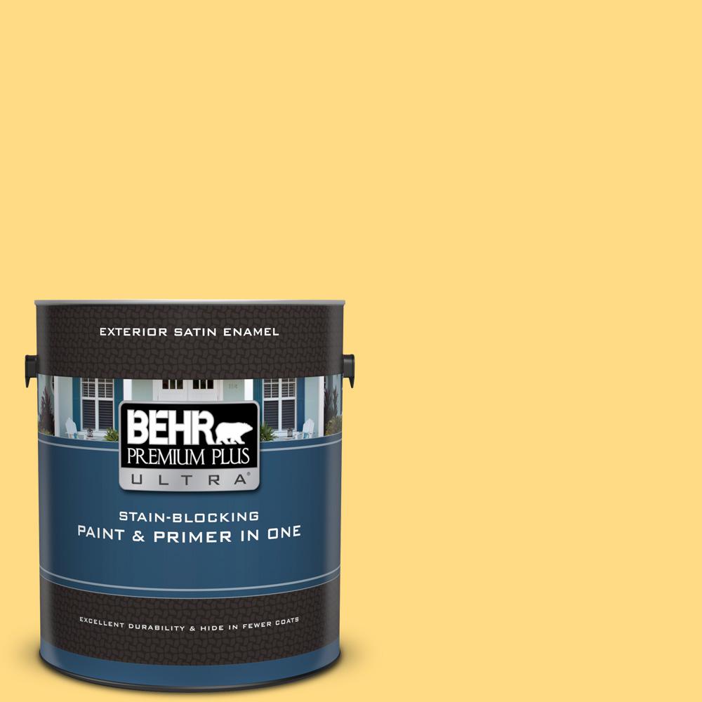 BEHR Premium Plus Ultra 1 gal. P2904 Spirited Yellow Satin Enamel