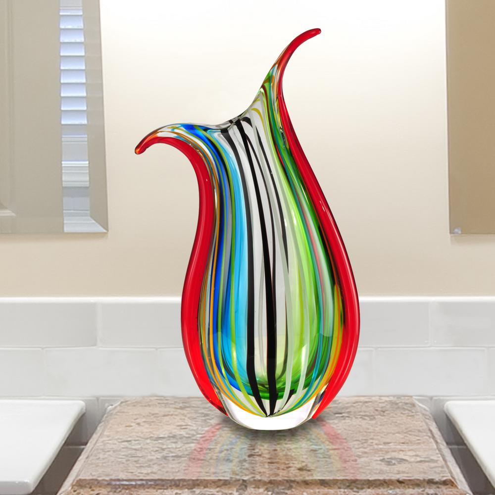 Dale Tiffany 16.5 in. Cambay Multi-Colored Hand Blown Art Glass Vase-AV12307 - The Home Depot