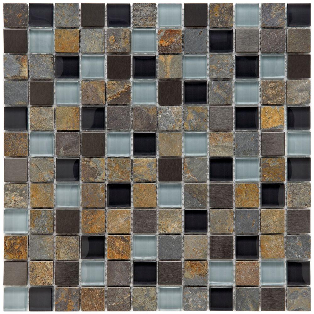Merola Tile Cathedral Alloy Charcoal 12 In X 8 Mm Gl Merola Tile Cathedral Alloy Charcoal 12 In X 8 Mm Gl Stone And Metal Mosaic Gitcaach The Home Depot