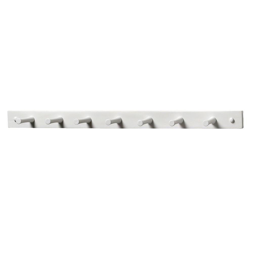 Spectrum 24 in. L Decorative White 7Peg Wall Mount Wood Rack82200