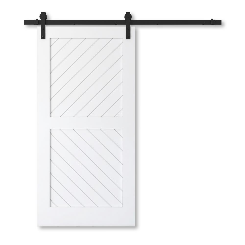 Urban Woodcraft 40 In X 83 In Miami Solid Core Modern Wood Barn Door With Sliding Door Hardware Kit