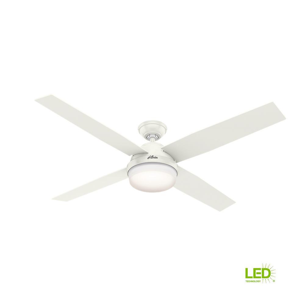 Hunter Dempsey 60 In Led Indoor Fresh White Ceiling Fan With Led Indoor Fresh White Ceiling Fan With Universal Handheld Remote Control