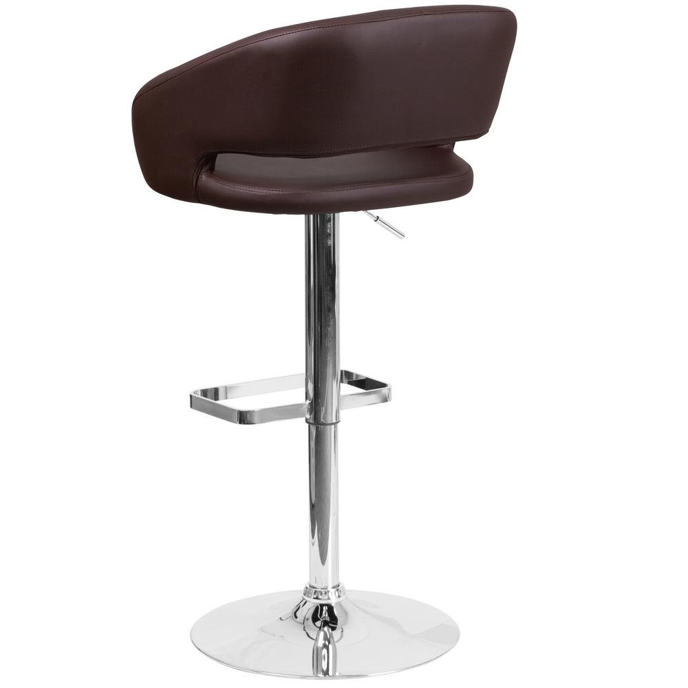 Flash Furniture 32 in. Adjustable Height Brown Cushioned Bar Stool ...