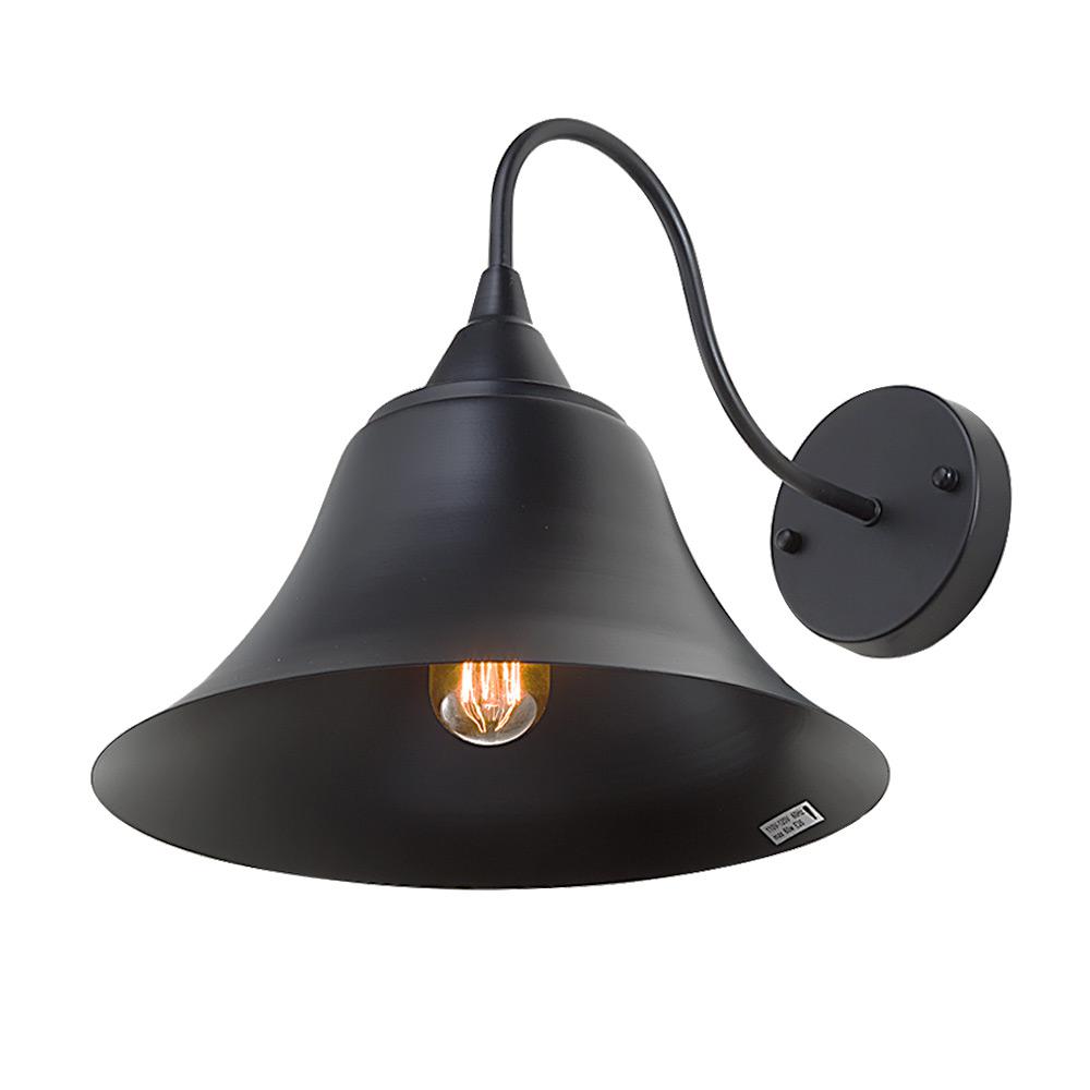 Black Sconces Lighting The Home Depot 1 Light Black Gooseneck Bell Wall Sconce