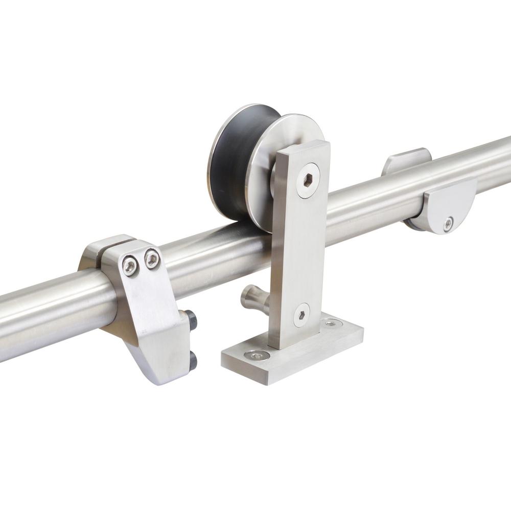 Calhome Top Mount 96 In Stainless Steel Barn Style Sliding Door Track And Hardware Set