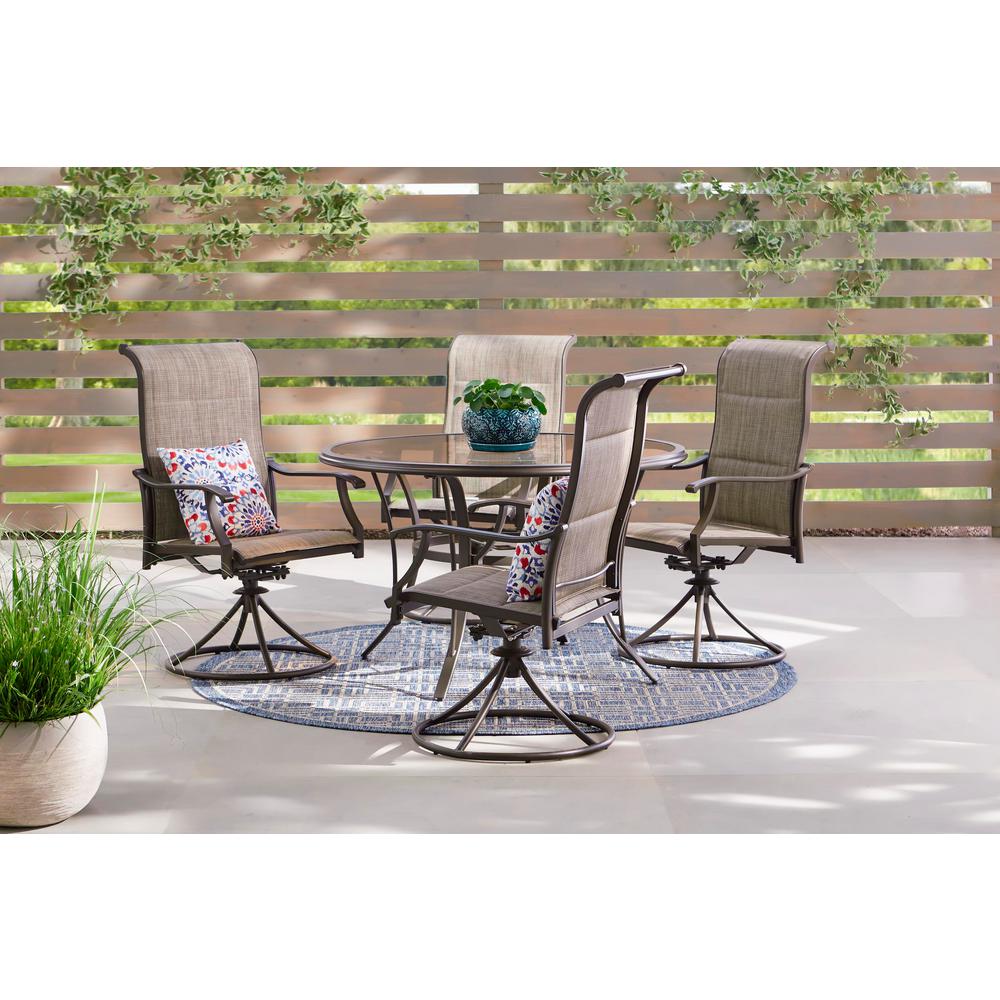 Hampton Bay Riverbrook Espresso Brown 5, Outdoor Patio Furniture Sets With Swivel Chairs
