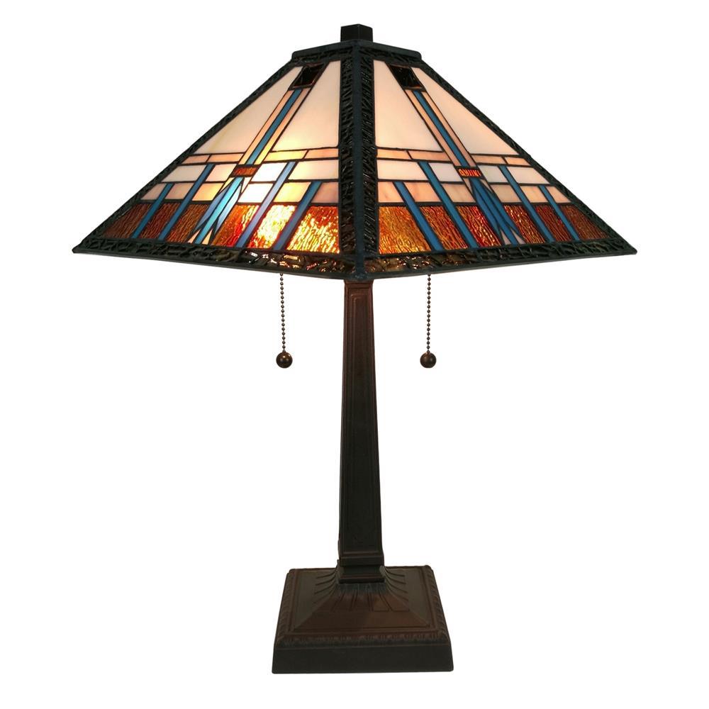 Amora Lighting 15 in. Tiffany Style Dragonfly Finish ...