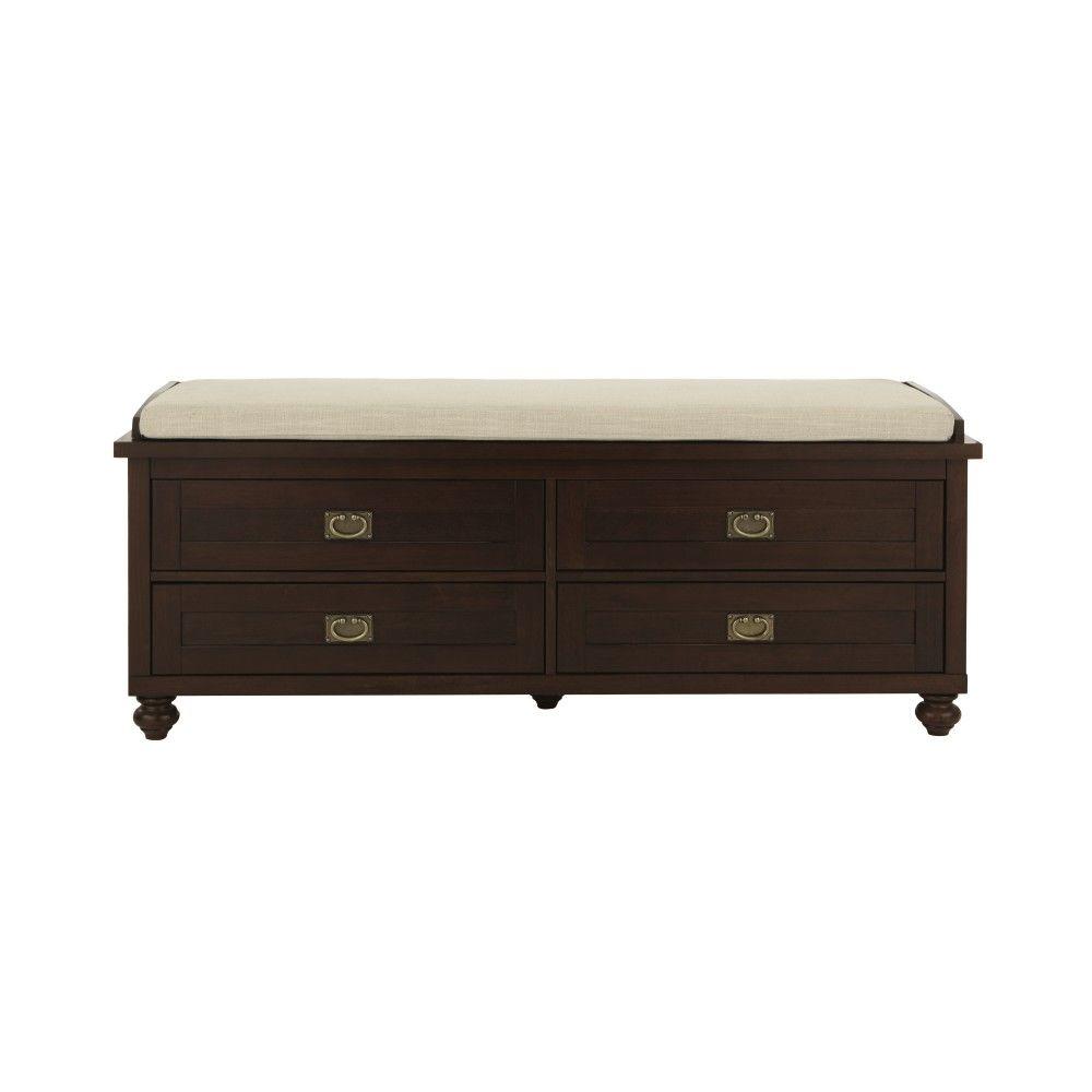 Home Decorators Collection Sadie Ivory Storage Bench with Back