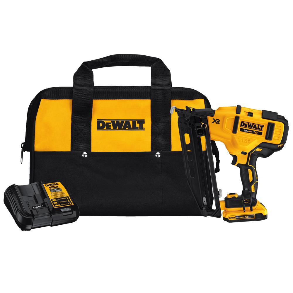 Dewalt 20 Volt Max 16 Gauge Cordless Angled Finish Nailer Kit